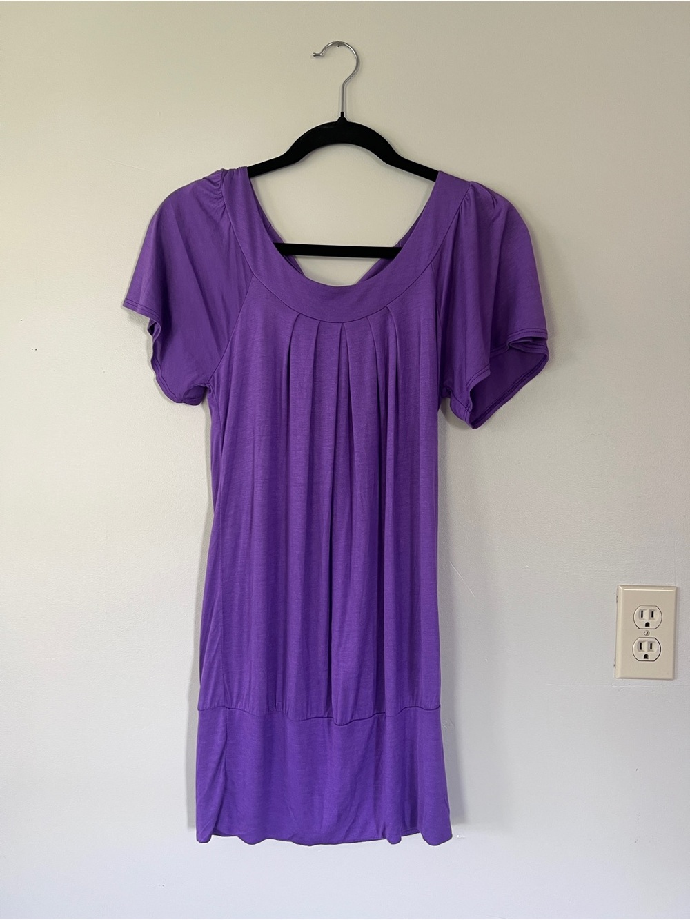 Long Purple Pleated Tunic Top Size S NWOT